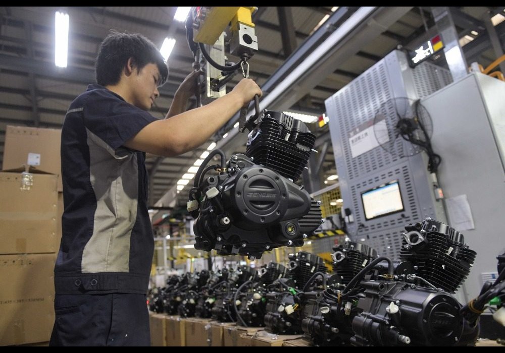 Motorcycle engine production and inspection line