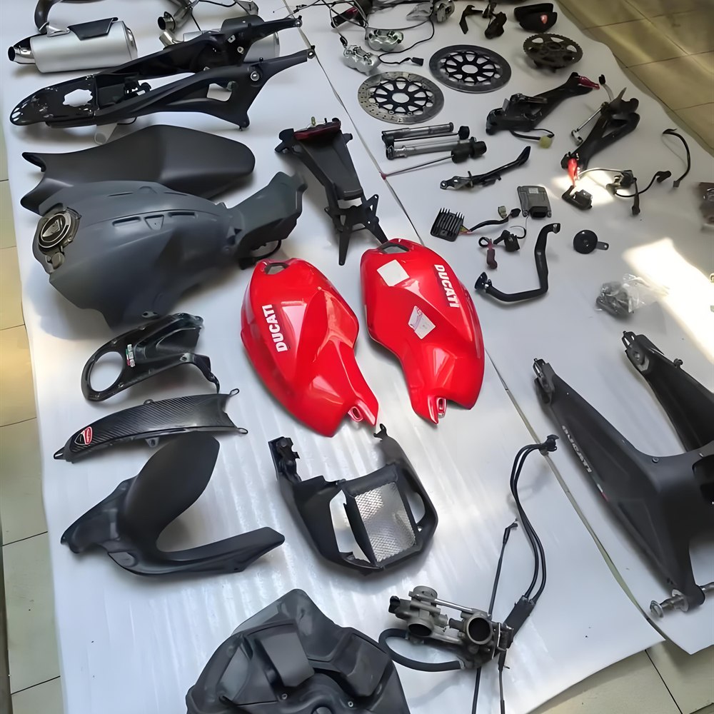 Motorcycle spare parts arranged for product matching